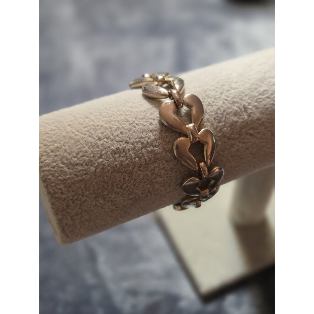 Monet Chunky Light Gold Toned Heart Link Bracelet